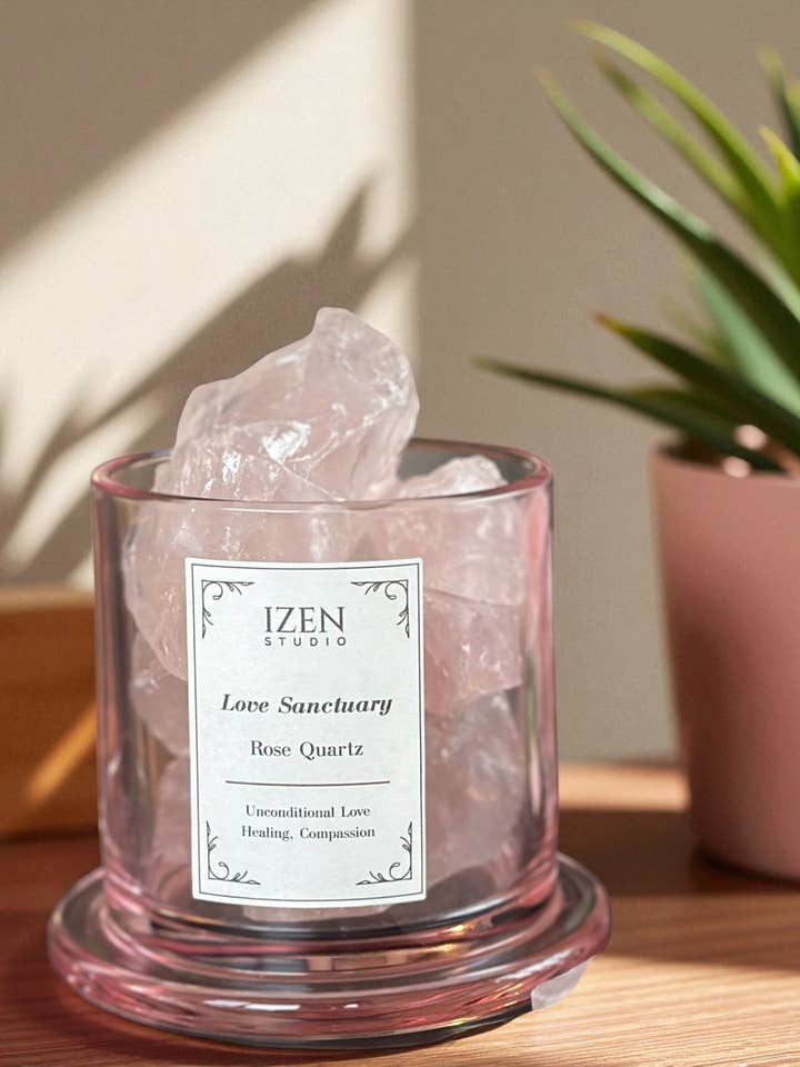 Difusor de Óleo Essencial de Quartzo Rosa | Aromaterapia com Cristais por atacado de IZEN STUDIO