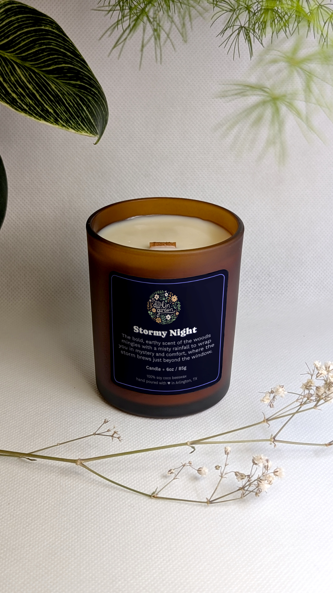 The Darlin' Garden - Wholesale Jar/Filled Candle - Stormy Night Wood Wick Candle2