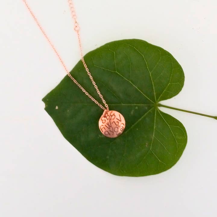 Cherokee Copper - Wholesale Pendant/Charm Necklace - Cherokee Syllabary Round Necklace