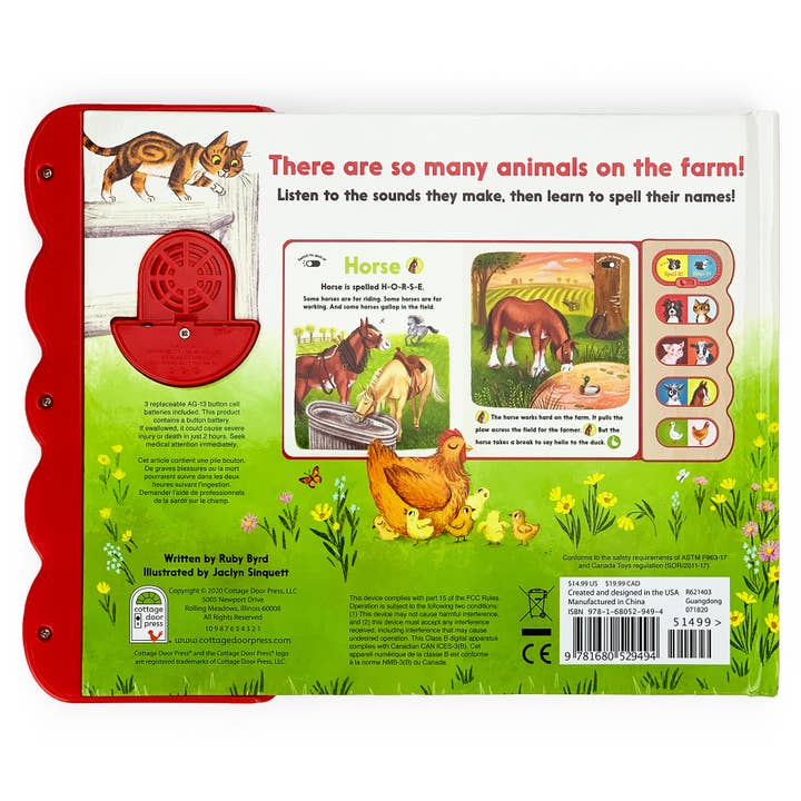 Cottage Door Press - Wholesale Book - Kids - Farm Animals Spell & Hear Animals on The Farm Sound Book