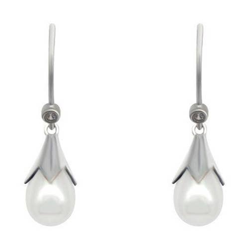 Vintage Rhodium Weißgold plattierte Kristall 8mm Tropfen Perlen Ohrhänger Hochzeitsgeschenk-Schmuck für den Großhandel von TiaraBleu