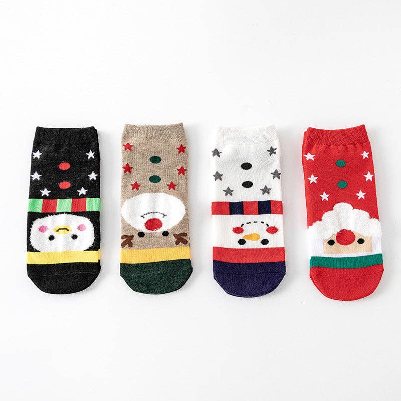 SALINA TRADING INC - Wholesale Socks - Women's - Cute Cartoon Christmas Socks Cotton Blend Casual Short Socks1