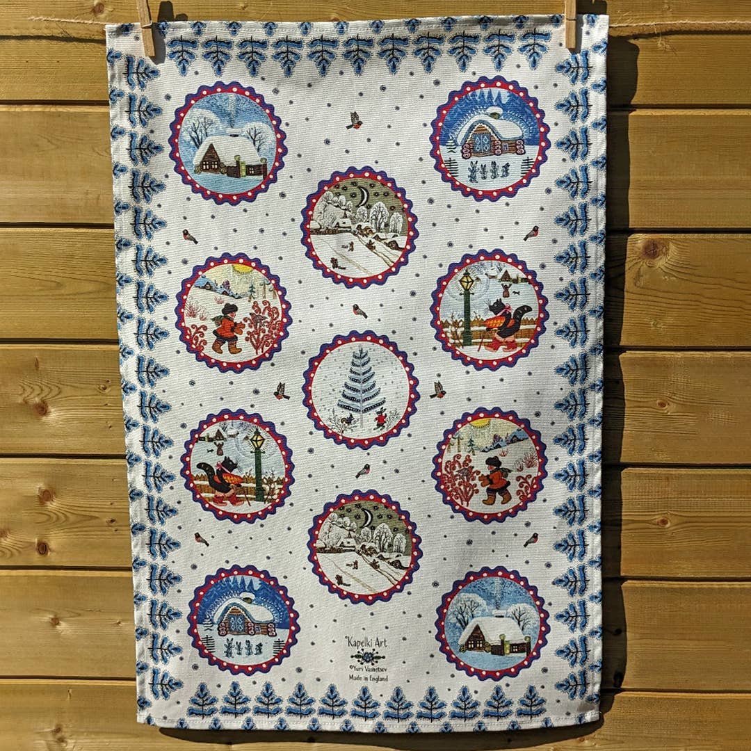 Kapelki Art - Wholesale Tea Towel - Christmas organic cotton kitchen towel. Winter Tales5