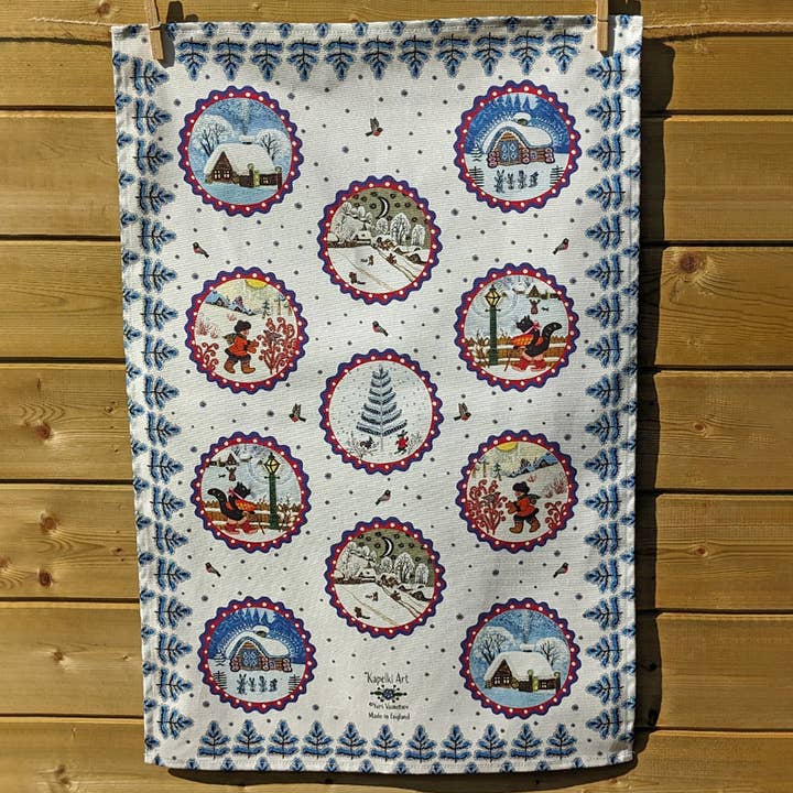 Kapelki Art - Wholesale Tea Towel - Christmas organic cotton kitchen towel. Winter Tales5