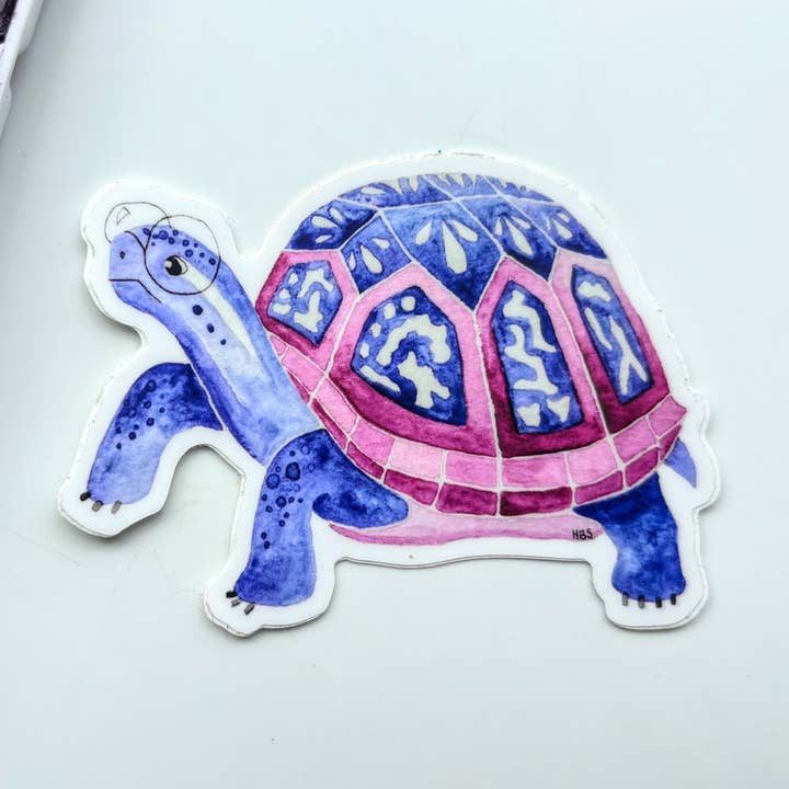 Turtle Purple Vinyl Sticker - Cute Reptile Sticker for wholesale by Owlfeathers Watercolor
