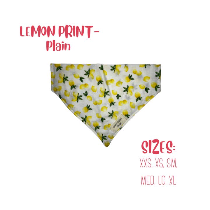 Bandana per cani Barky & Me sopra il colletto - stampa limone tinta unita per la vendita all'ingrosso da parte di Simply Stallard Design