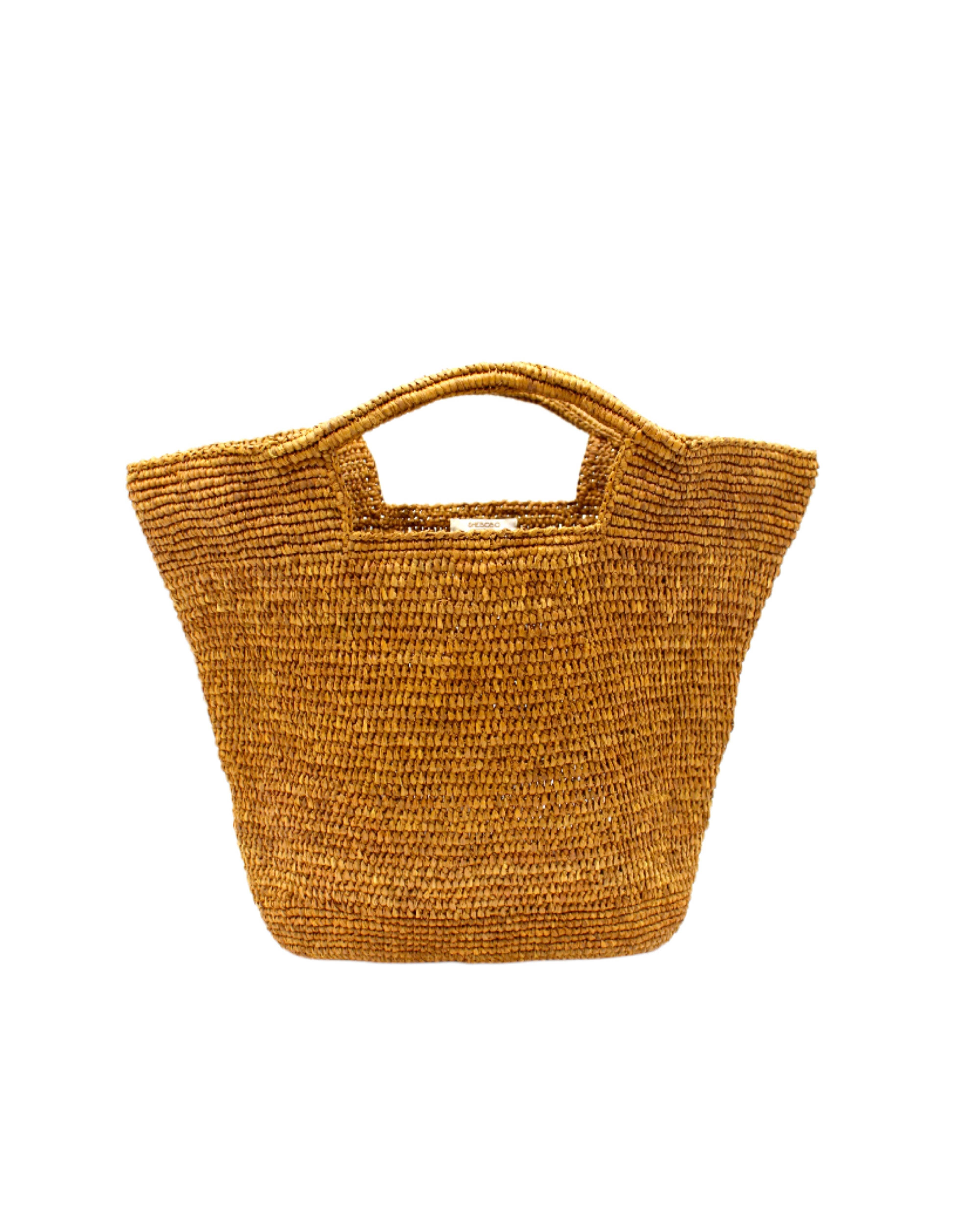 Shebobo - Vente Sac à main avec poignée sur le dessus – femme - Sac panier en paille crocheté à la main ConCon1