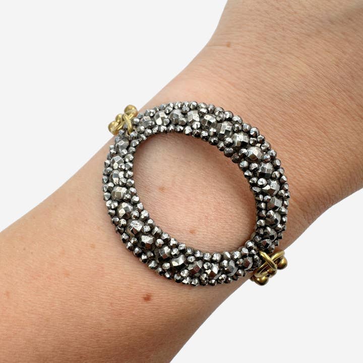 Lulu’s Petals - Wholesale Charm/Dangle Bracelet - Repurposed Vintage French steel cut oval shoe buckle bracelet with brass chain1