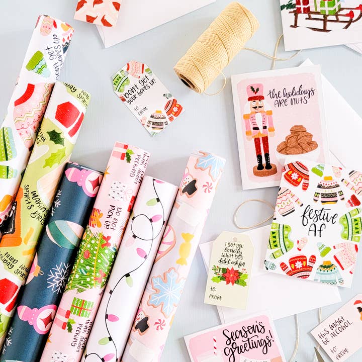 Paper Bunny Press – wholesale Flat wrap – Christmas Gingerbread Cookie Wrapping Paper Sheets