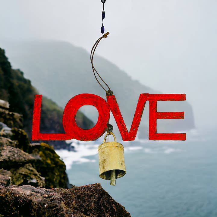Love Bell Wind Chime Valentines Day Gift sign eco garden USA for wholesale by Whimsies