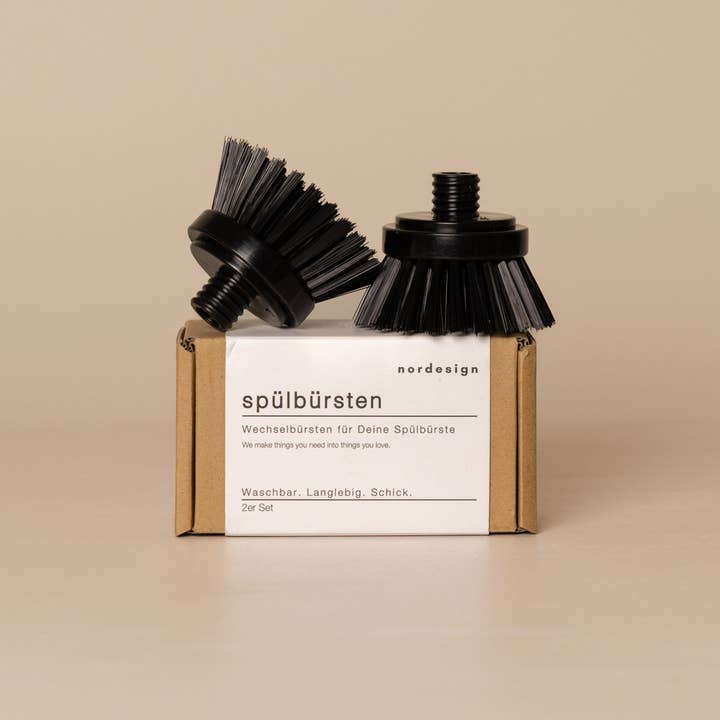 Replacement brushes with plastic attachment (set of 2) for wholesale by nordesign