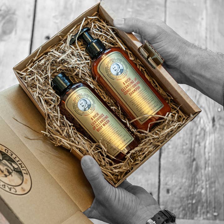 Booze & Baccy Hair & Body Wash Set for wholesale by Captain Fawcett