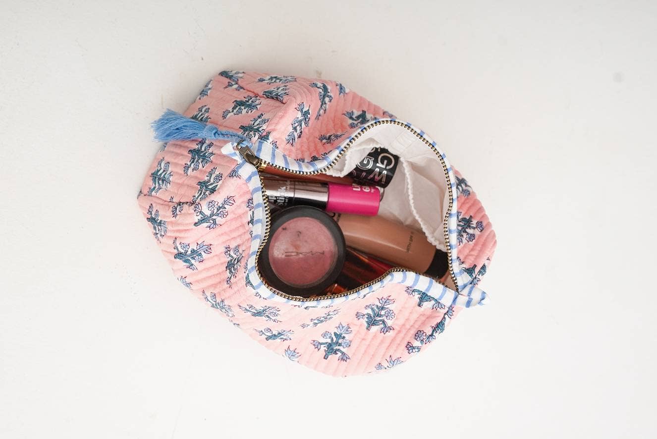 RIHLA - Wholesale Makeup/Cosmetic Bag - Block Print Quilted Makeup Bag2