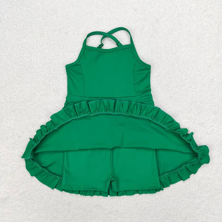 Baby Girls Green Knit Knee Length Active Wear Dresses for wholesale by Aier Wholesale