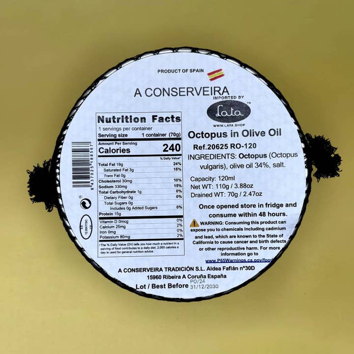 Lata - Wholesale Tinned Fish - A Conserveira Tradición Galician Octopus in Olive Oil3