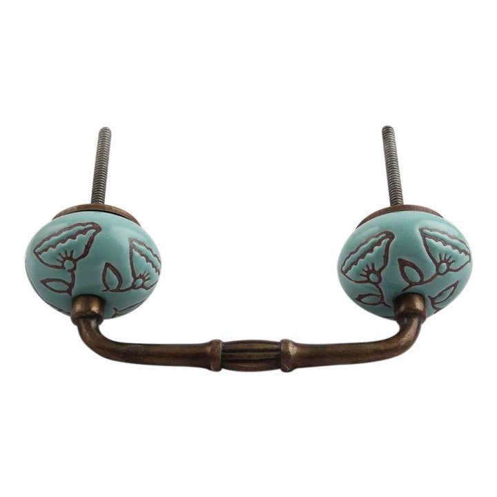 Poignées de porte décoratives en céramique marron durables, lot de 4 pour la vente par Daana Paani LLC