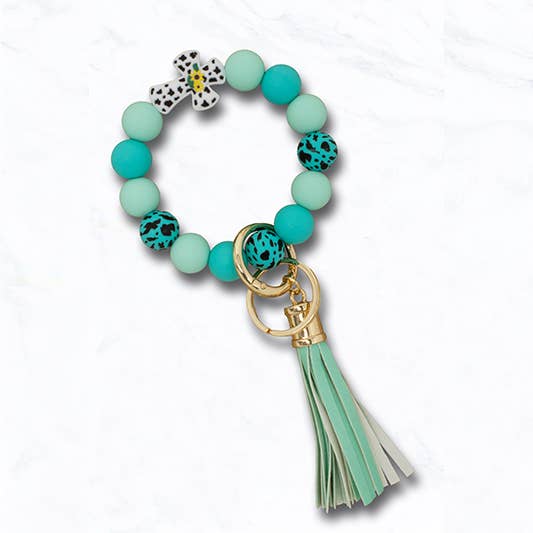 Suzie Q USA - Vendita all'ingrosso Portachiavi - Unisex - Braccialetto Portachiavi con Croce di Perline e Stampa Animalier1