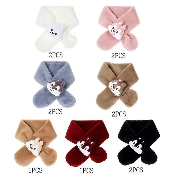 Diacly – wholesale Scarf – Child – 12pk Cartoon Squirrel Cozy Faux Mink Fur Scarf Kids
