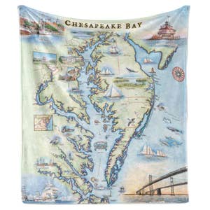 XPLORER MAPS - Wholesale Throw Blanket - Chesapeake Bay Map Fleece Blanket