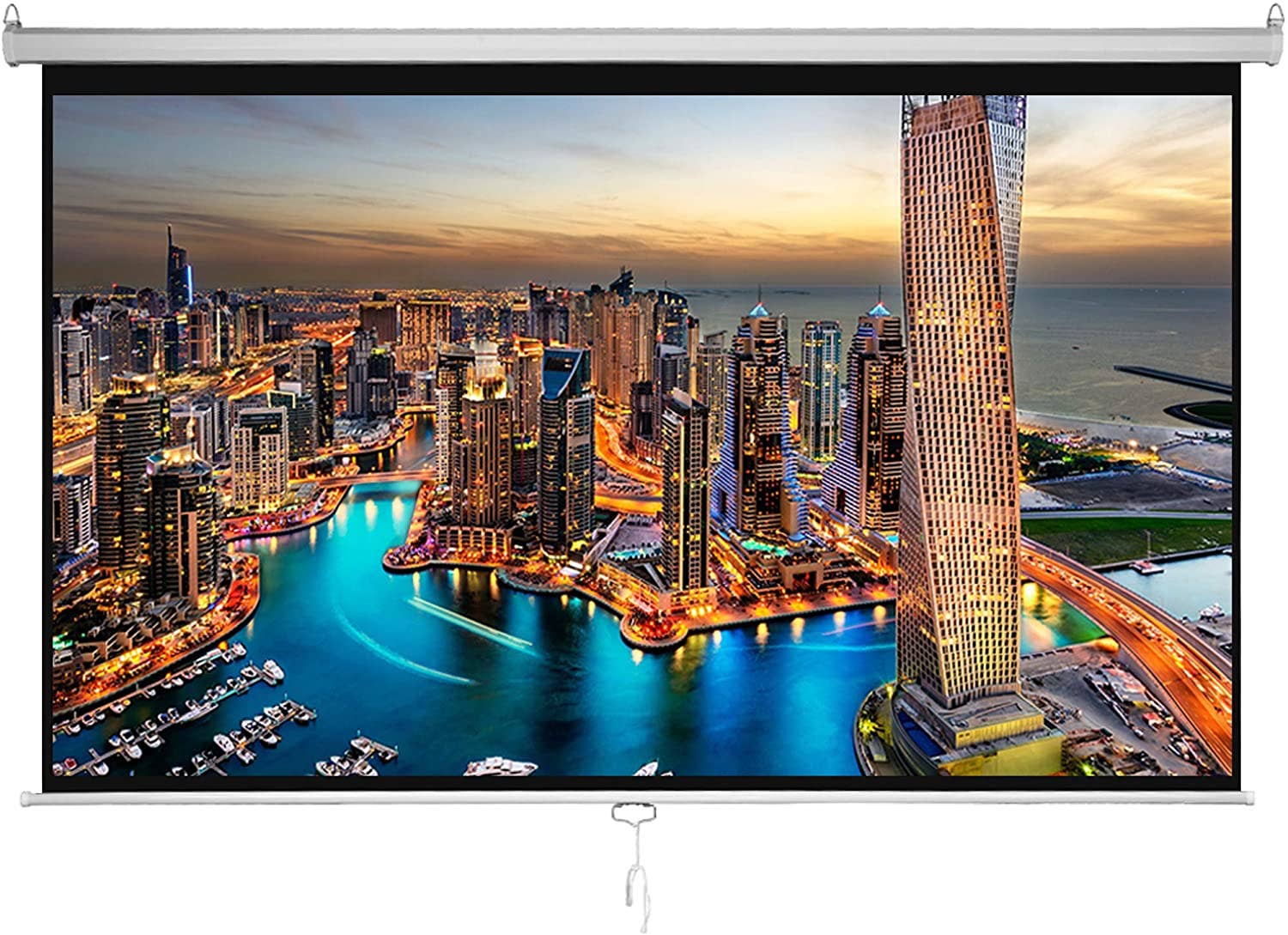 KHOMO GEAR - Wholesale Small/Handheld Appliance - 100 Inch Pull Down Projector Screen - White4