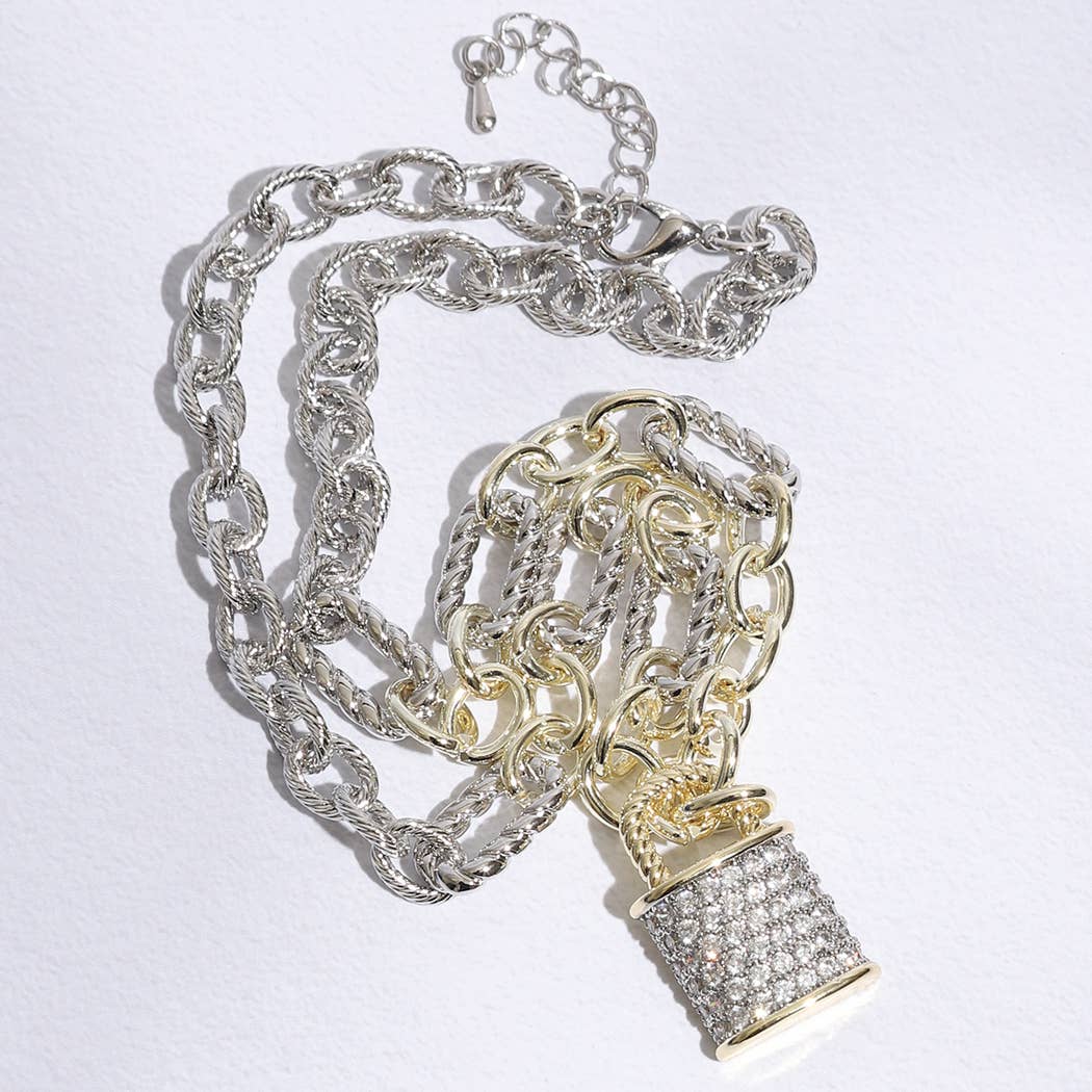 MULTI Collier à verrouillage en zircone cubique à maillons solides et torsadés en vente sur Faire6