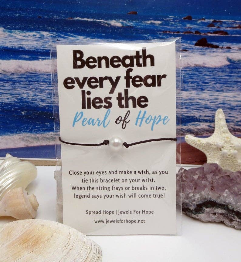 Jewels For Hope - Vente Bracelets à breloques/pendentifs - Bracelet de souhaits en perles de verre - Bijoux Hope Ocean Cord1