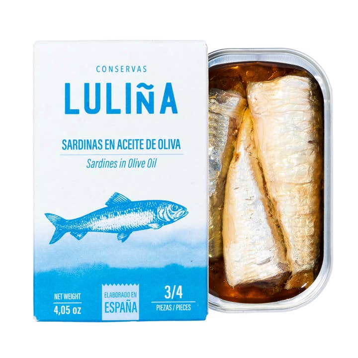 Conservas Luliña - Vente Poissons en conserve - SARDINES À L'HUILE D'OLIVE 3-4 PIÈCES