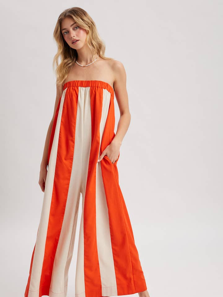 COMBINAISON À JAMBES LARGES RAYÉE / WL25-12182 pour la vente par Wishlist Apparel