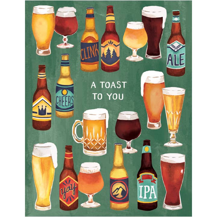 Tarjeta de cumpleaños « A Toast to You » para venta al por mayor de Studio Eleven Papers