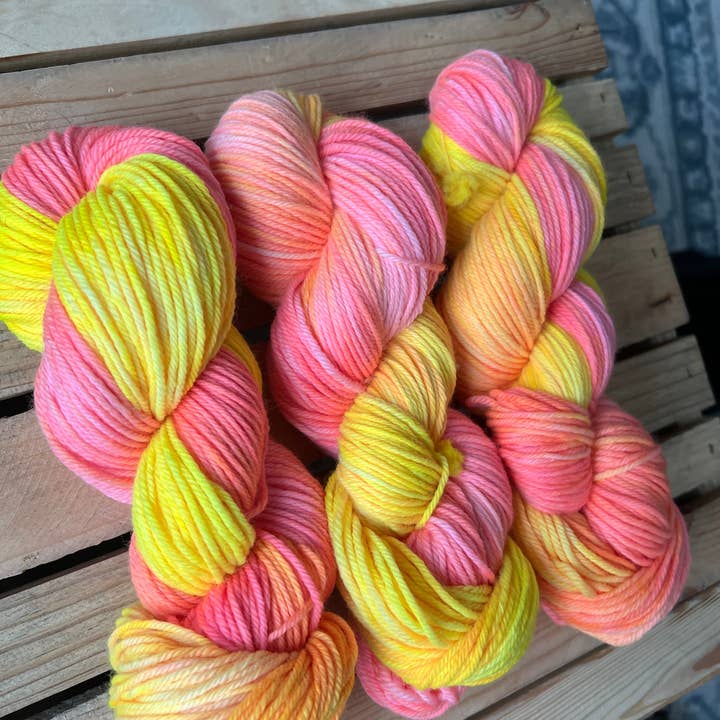 The Yarn Cabin DBA Purls & Pines Yarn - Wholesale Yarn - Tequila Sunrise Hand Dyed Yarn1
