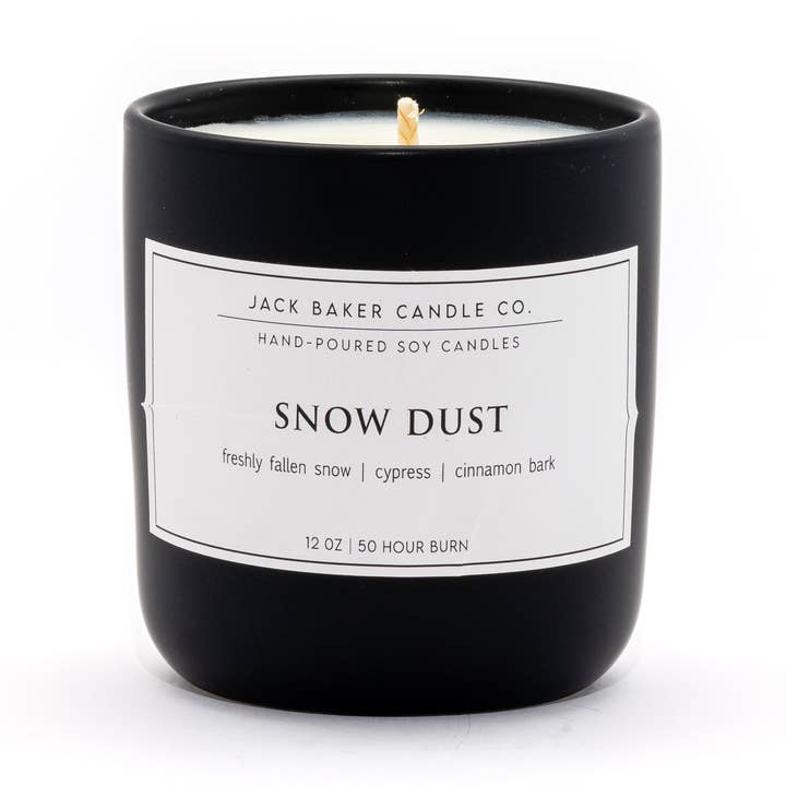 Black Label Collection - Snow Dust 12 oz Jar Candle for wholesale by Jack Baker Candle Co