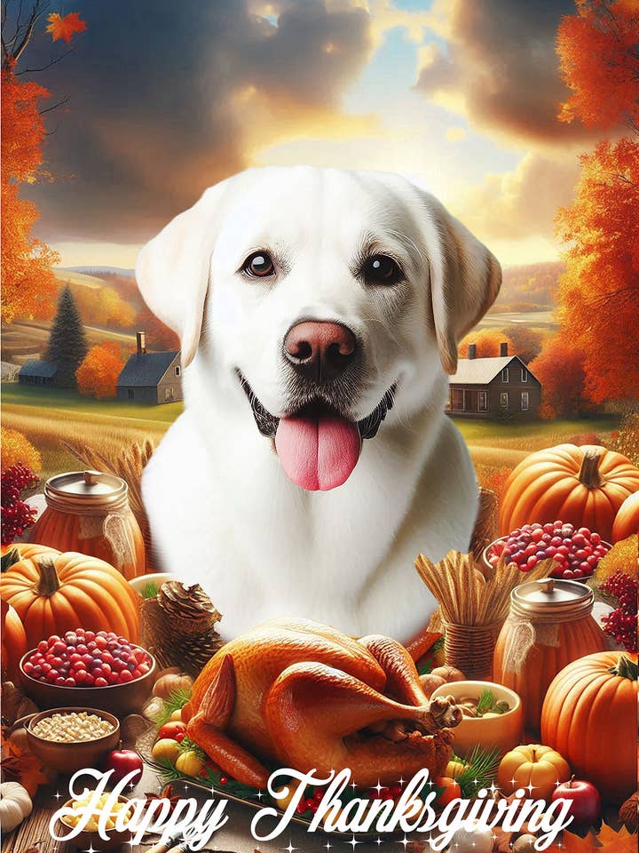 White Labrador - Thanksgiving House Flag for wholesale by Best of Breed Products