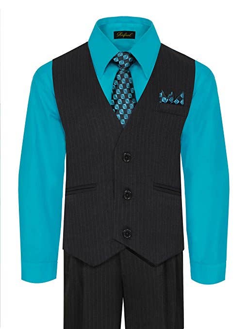 b-one inc - Wholesale Suit Set - Kids - Boys Vest Suit Shirt Tie Pants Pinstripe Size 8-14 RFL-168813