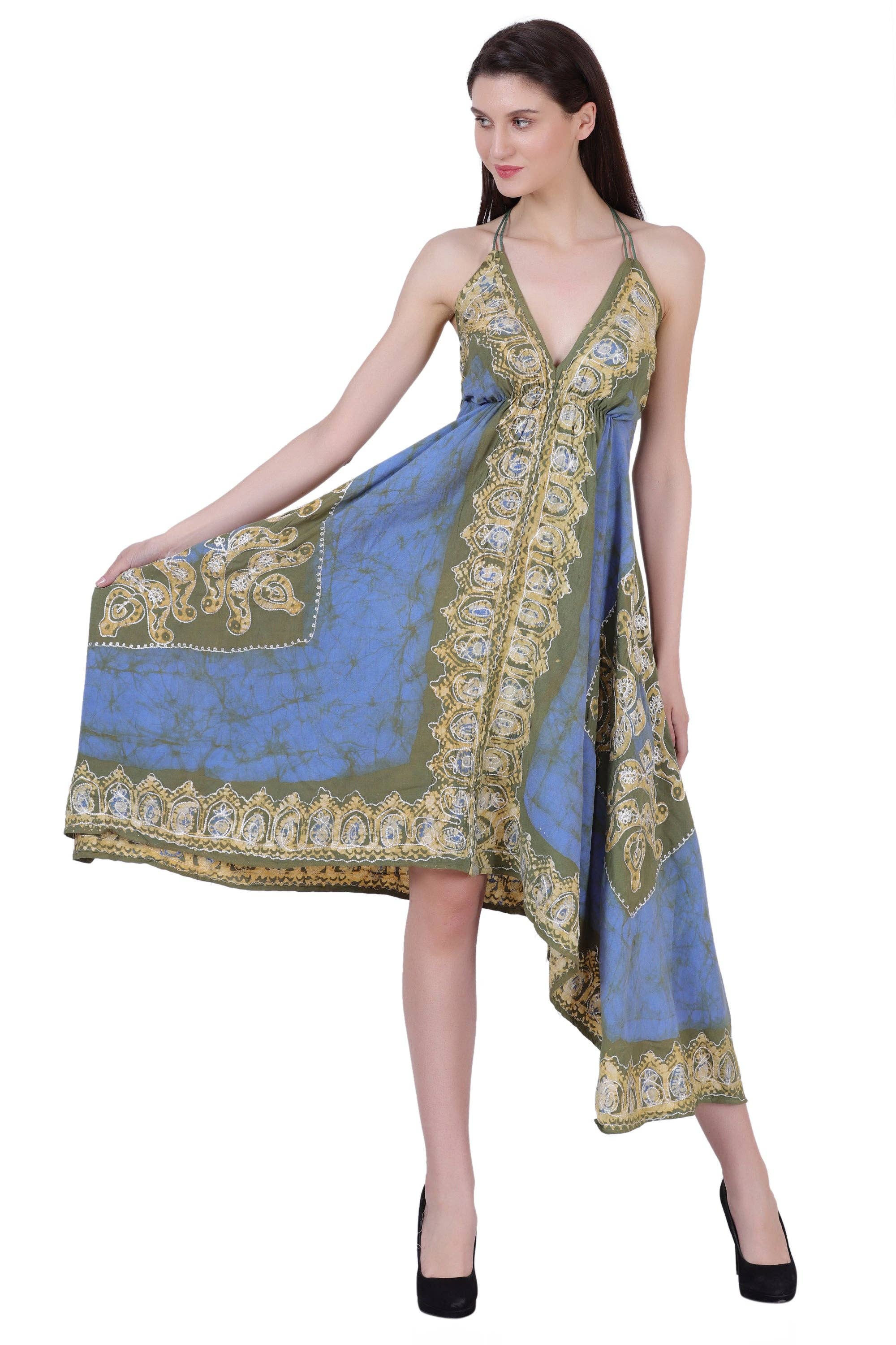 Advance Apparels – wholesale Dress – Women's – Batik Scarf Dress Elastic Back 14581