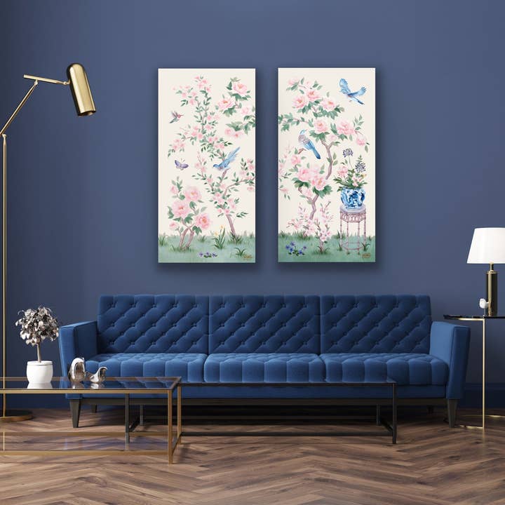 Elizabeth Alice Studio - Wholesale Painting/Drawing - June, an ivory chinoiserie canvas wrap2