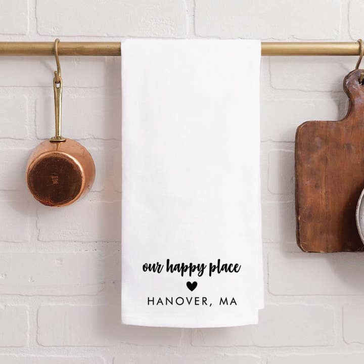 Rustic Marlin - Wholesale Tea Towel - Personalized Our Happy Place Tea Towel