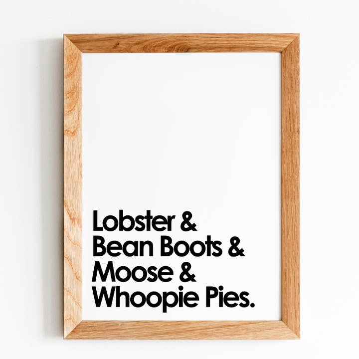 Gert & Co - Wholesale Art Print - Lobster, Bean Boots, Moose, & Whoopie Pies Maine Art Print