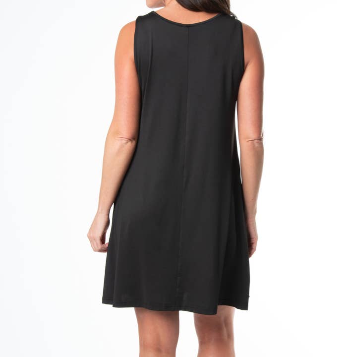 Elsie & Zoey – wholesale Dress – Women's – Sale - Keeley Black Sleeveless Knee Length Dress w/Pockets4