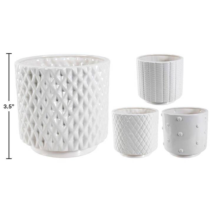 Truu Design Rnd. Ceramic Planter, 3.75x3.5"4 Asst, White for wholesale by Truu Design