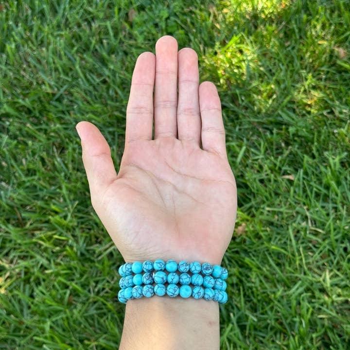 Earths Elements Wholesale - Vente Bracelet de perles - Bracelet en cristal - Turquoise de 8 mm, paquet de 52