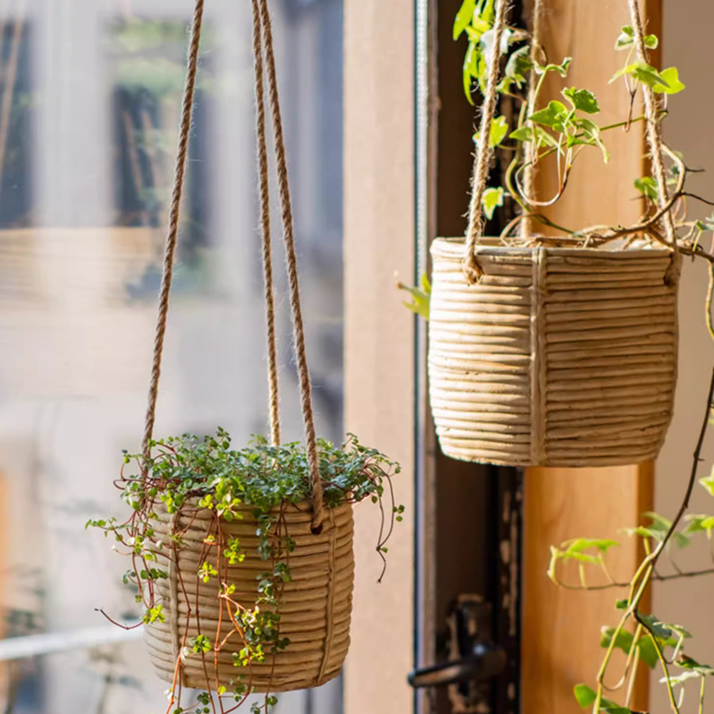 Rustic Reach - Wholesale Hanging Planter - Faux Rattan Cement Hanging Planter6