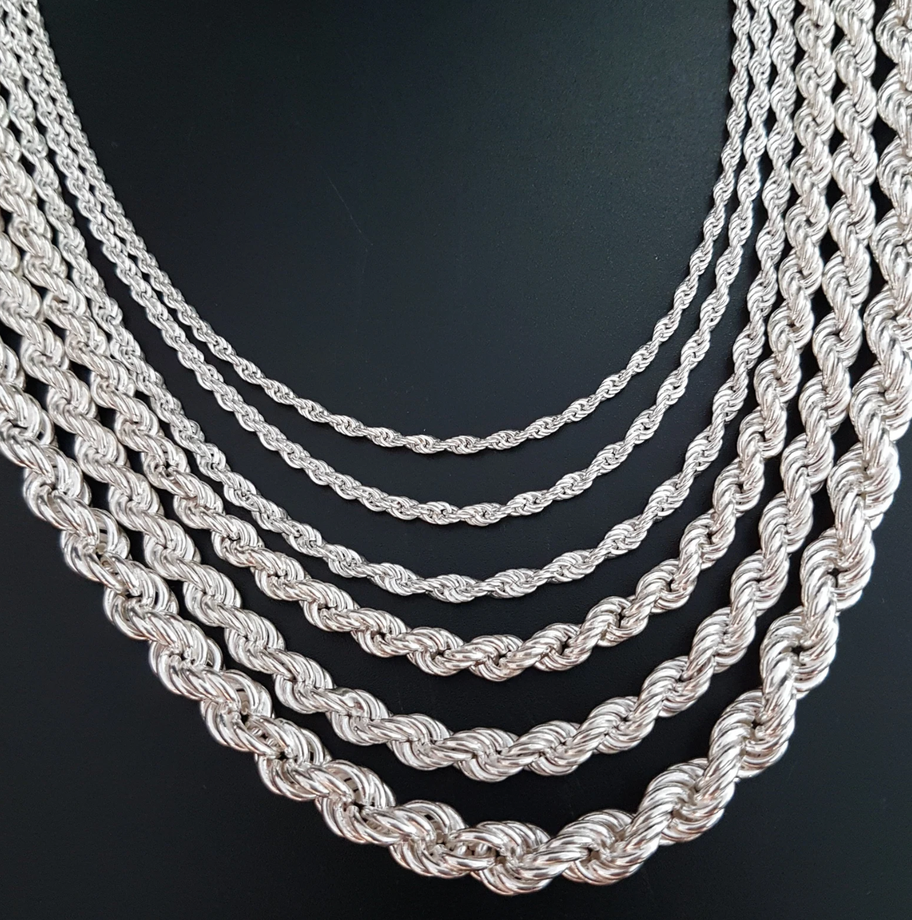 SilverLiza - Wholesale Link & Chain Necklace - Sterling silver Rope chain for unisex-2.5 mm Diamond Cut2