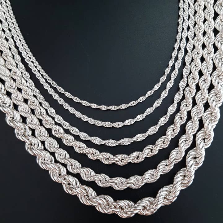 SilverLiza - Wholesale Link & Chain Necklace - Sterling silver Rope chain for unisex-2.5 mm Diamond Cut2