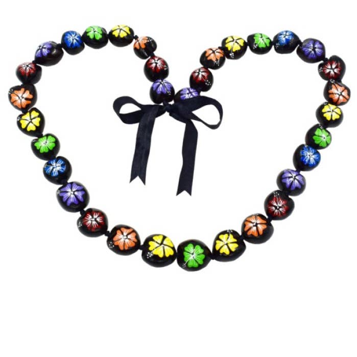 DK Hawaii - Wholesale Pendant/Charm Necklace - Full Rainbow Hibiscus Kukui Nut Lei/Necklace0