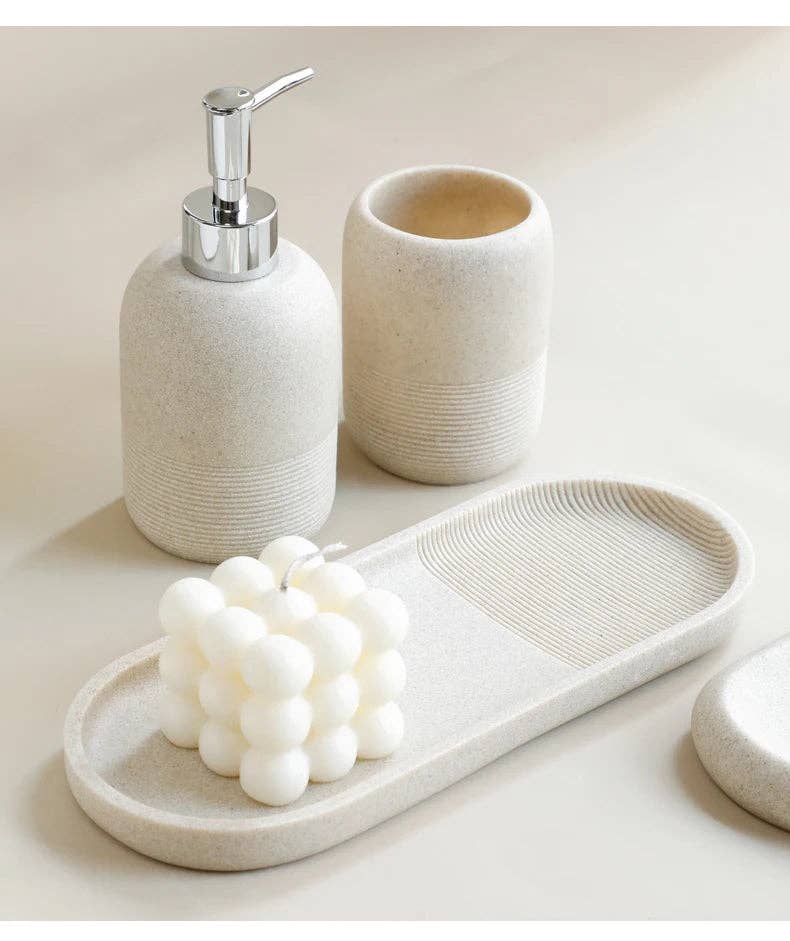 Beige 5Pcs Bathroom Accessories set for wholesale on Faire9