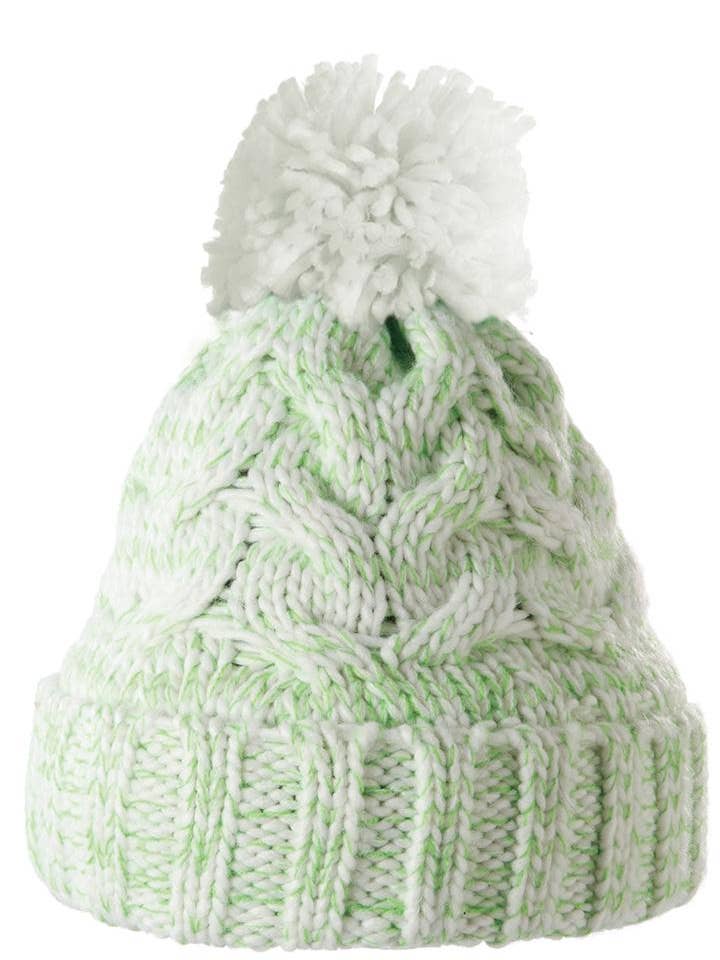 Greta Women's White Acrylic Yarn Pom Beanie for wholesale by Screamer