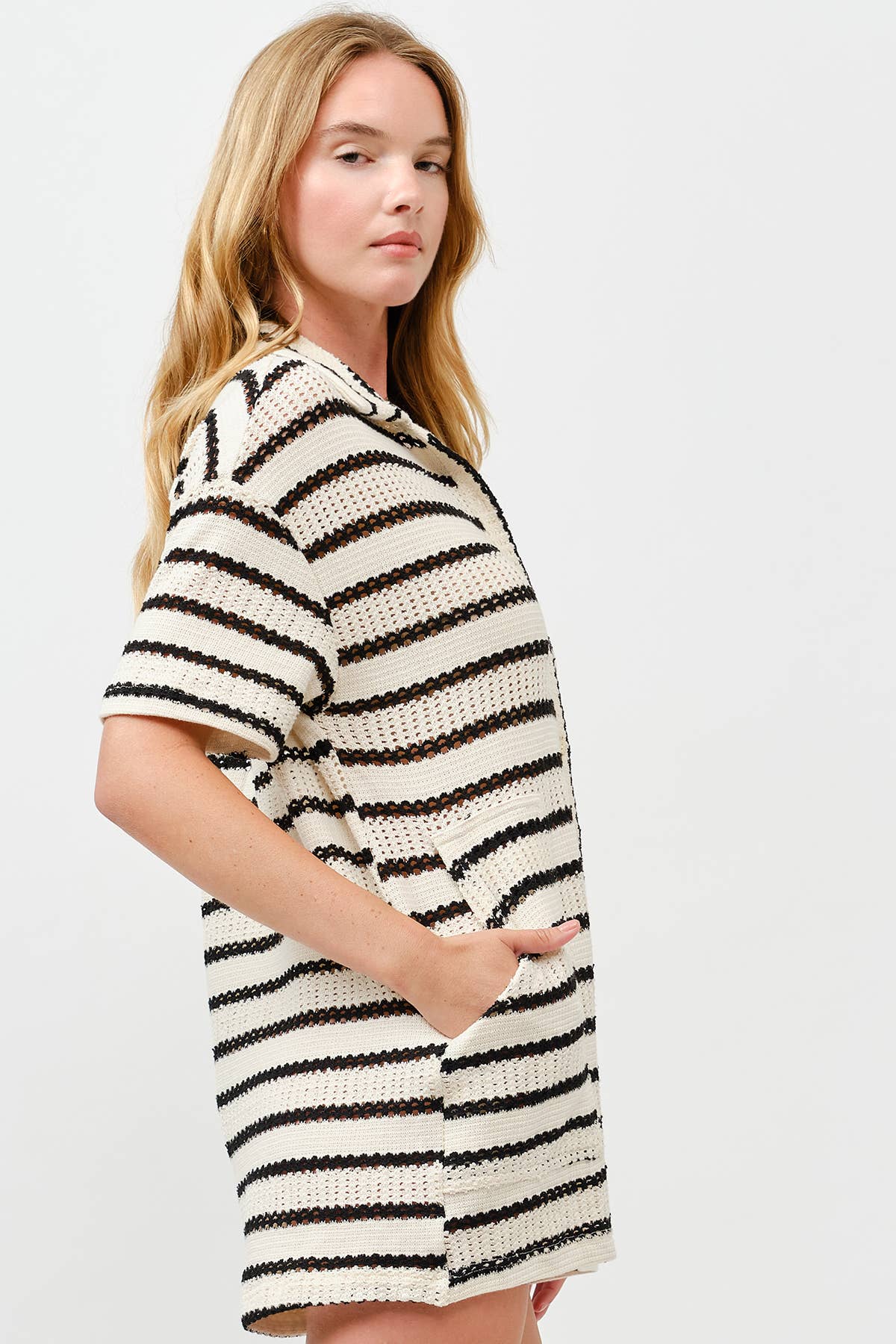 ILLA ILLA - Wholesale Romper - Women's - Slouchy Striped Crochet Romper10