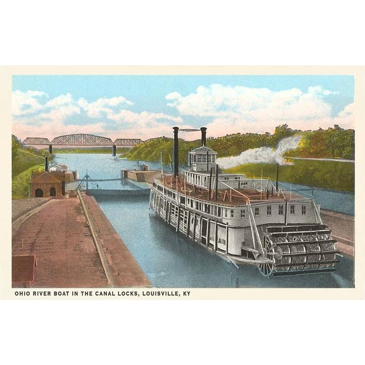 Found Image Press - Vente Cartes postales - Carte postale KY-142 Bateau à aubes dans les écluses, Louisville
