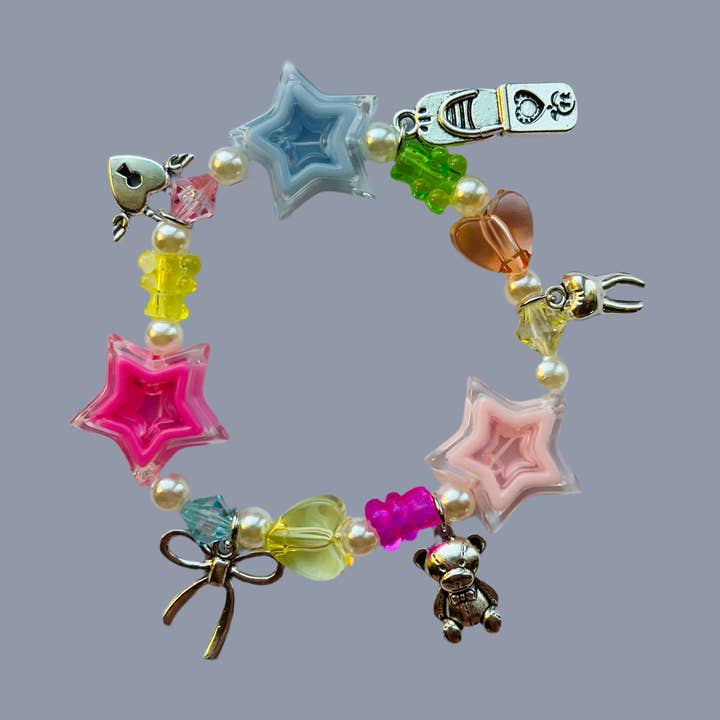 Stretchy Charm Bracelet | Y2K Beaded Star Retro Nostalgic 90 for wholesale by Faebelle Haven