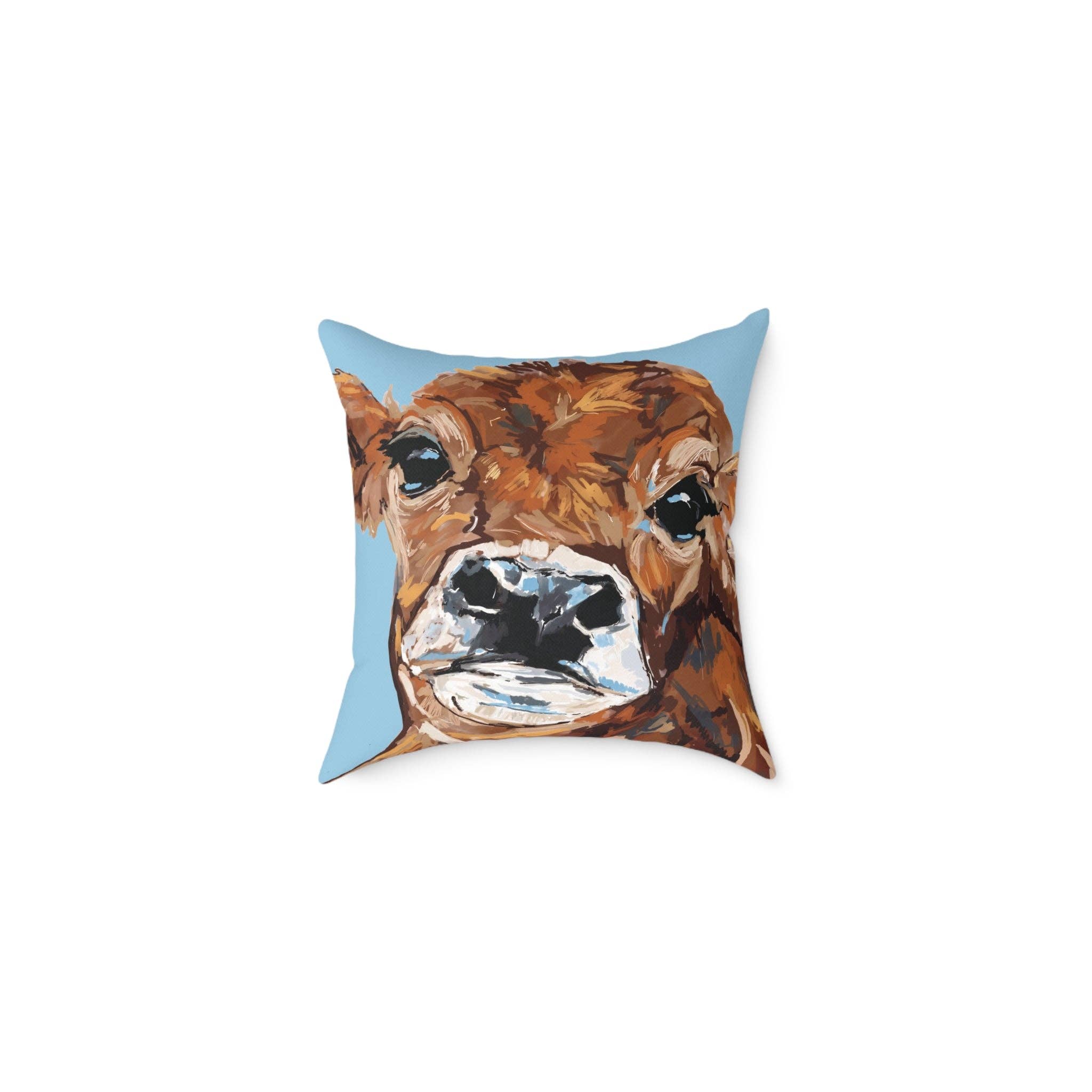 Blue Cava - Wholesale Throw/Decorative Pillow - Brown Cow Farmhouse Square Poly Canvas Throw Pillows0